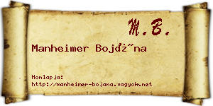 Manheimer Bojána névjegykártya